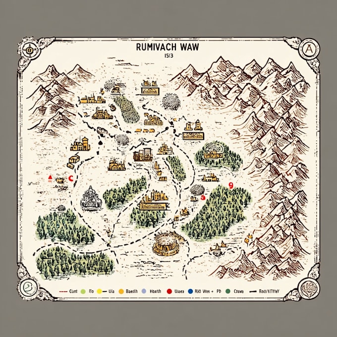 Unique hand drawn map illustration of cities, fantasy by Dorianzun | Fiverr