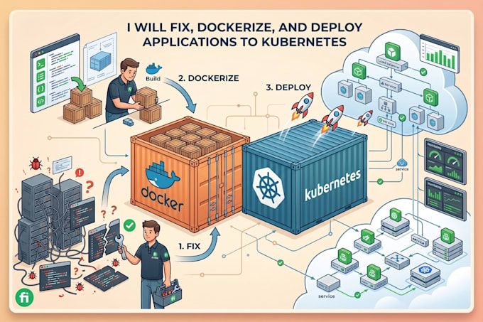 fix, dockerize, and deploy applications to kubernetes