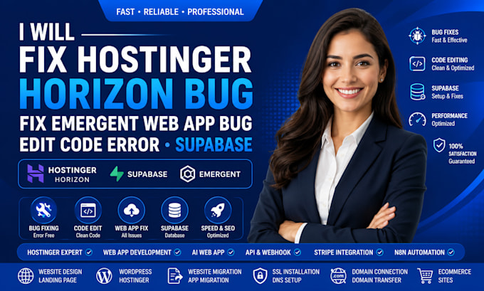 fix hostinger horizon bug fix emergent web app bug edit code error supabase