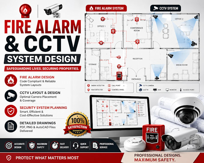 design fire alarm and cctv security system layouts