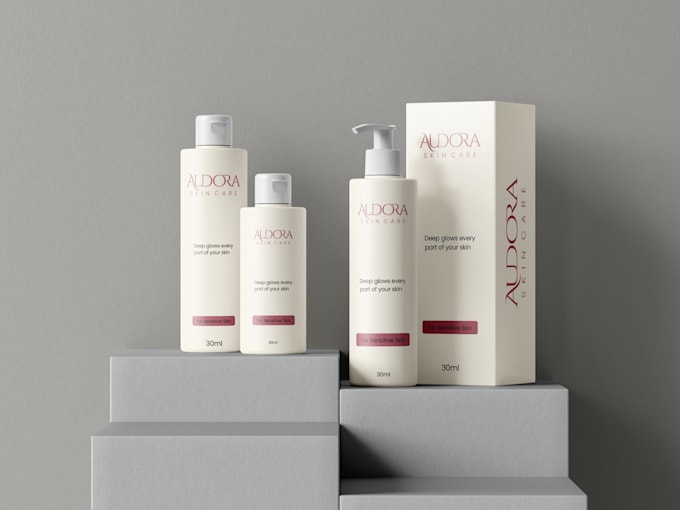 create modren skincare label design and cosmetic packging