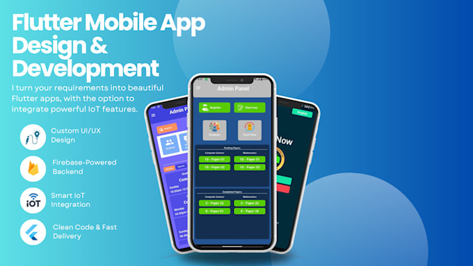 develop a flutter mobile app for android, ios with API and iot integration