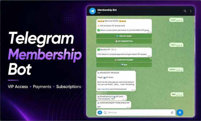 build a custom telegram subscription bot with payment crypto