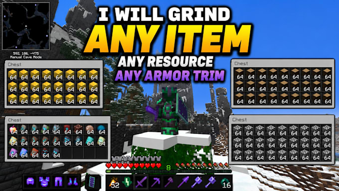 grind any minecraft item, resource or armor trim