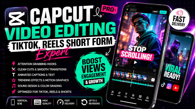 capcut pro video editing for tiktok, shorts reels