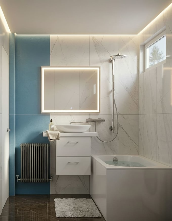 create realistic modern bathroom visualization