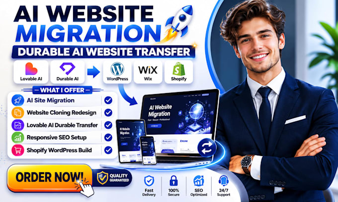 migrate lovable ai website durable ai website to wordpress wix shopify website