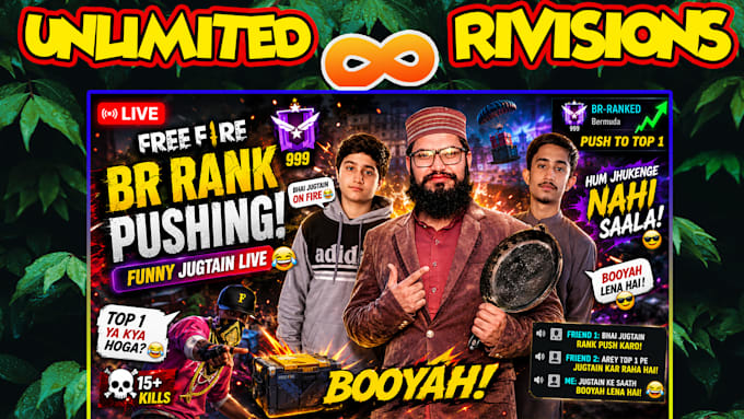 do gaming thumbnail design with unlimited revisions
