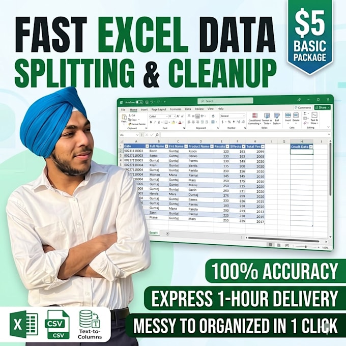 split and clean messy excel data into organized columns fast