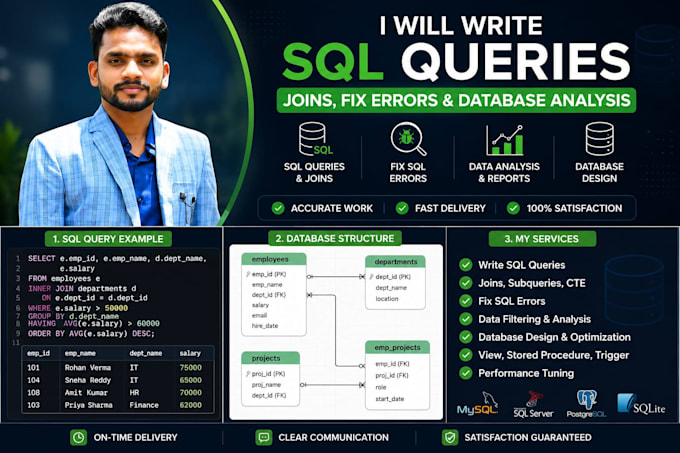 write sql queries joins and database analysis