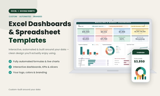 build your excel or google sheets dashboard