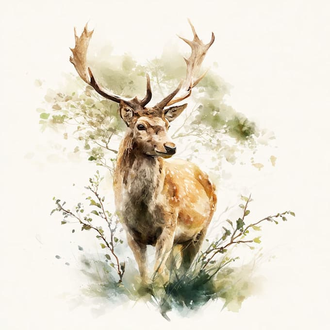 paint animals watercolor or digital illustration