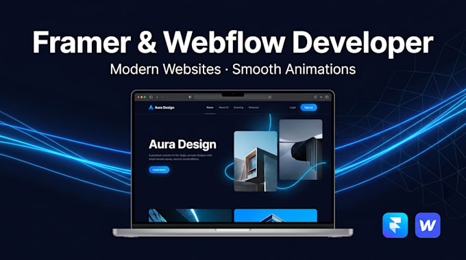 develop modern framer or webflow website and convert figma to framer