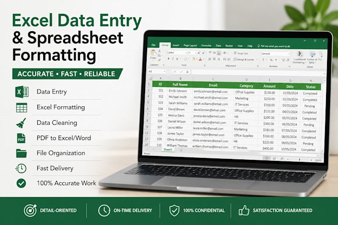 do excel data entry and spreadsheet formating