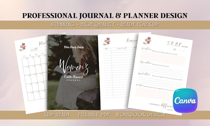 design journal, planner, workbook, ebook layout, amazon KDP book, journal cover