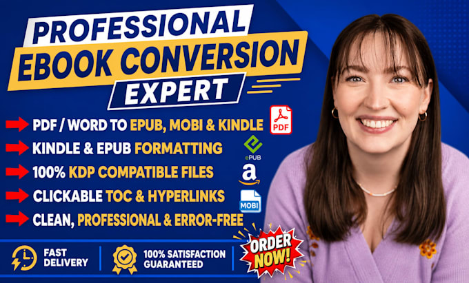 do ebook conversion, pdf, word to epub, mobi and kindle format file convert