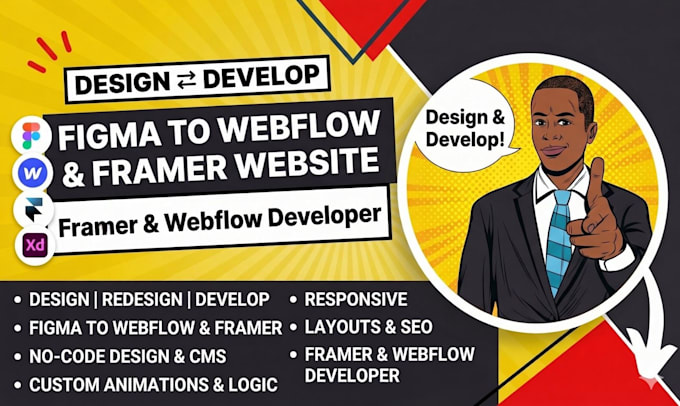 design or develop framer and webflow website, figma to webflow or framer