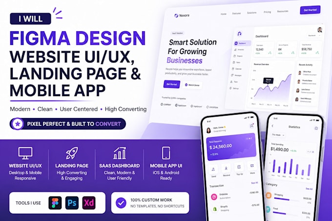 Figma design website ui ux figma website design landing page mobile app ...