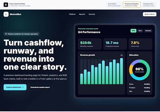 build a modern saas landing page website