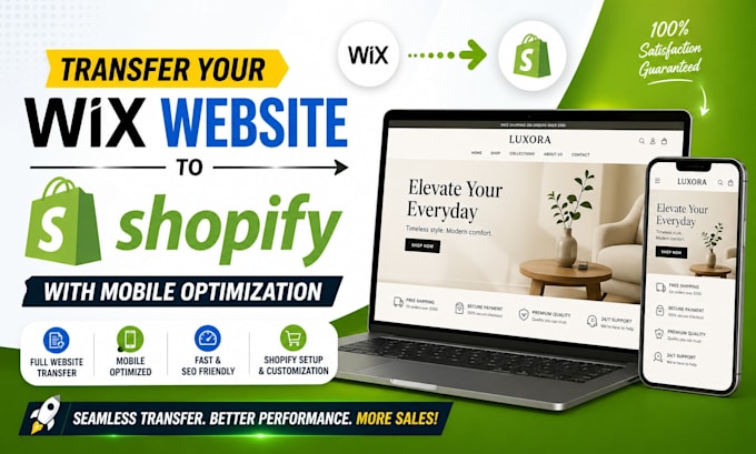 transfer wix to shopify website migration with mobile optimization