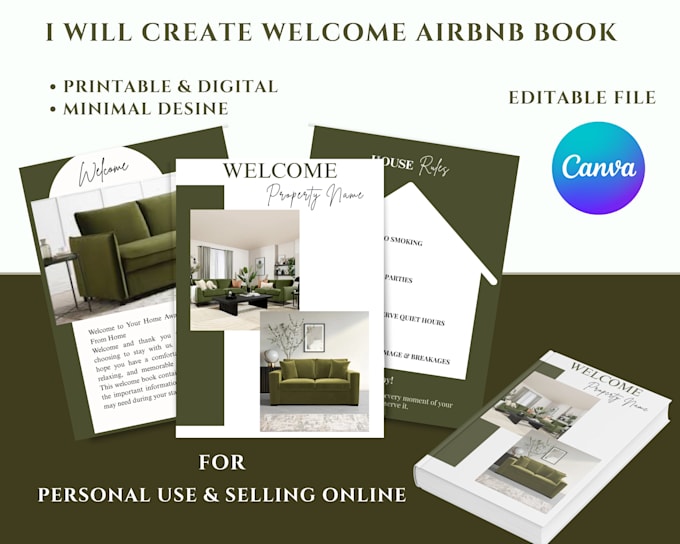 create an editable airbnb welcome book guest guide in canva