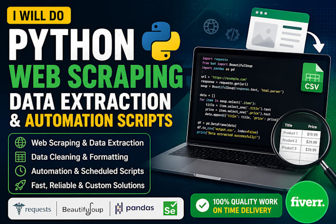 do python web scraping data extraction and automation scripts