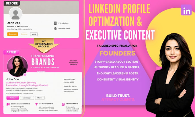 do linkedin profile optimization and executive content for founders