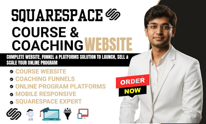 build squarespace course website, coaching funnel, online program platform