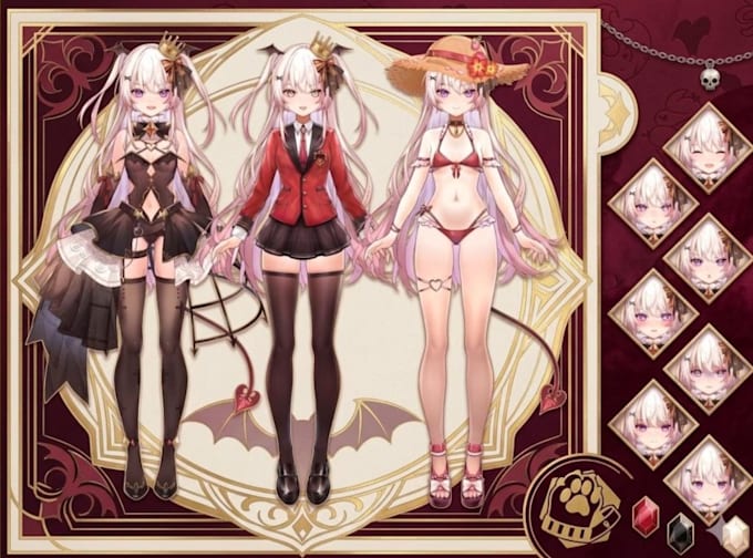 live 2d vtuber model,vtube studio integration,fully   rig with outfit assets