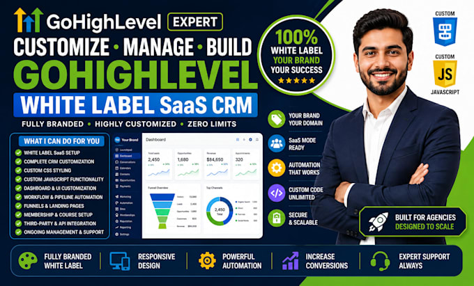 customize manage build gohighlevel white label saas crm custom css javascript