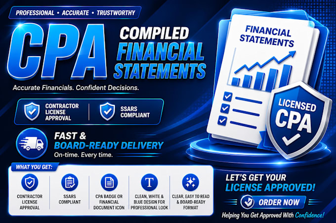 prepare audited financials and verify as licensed CPA