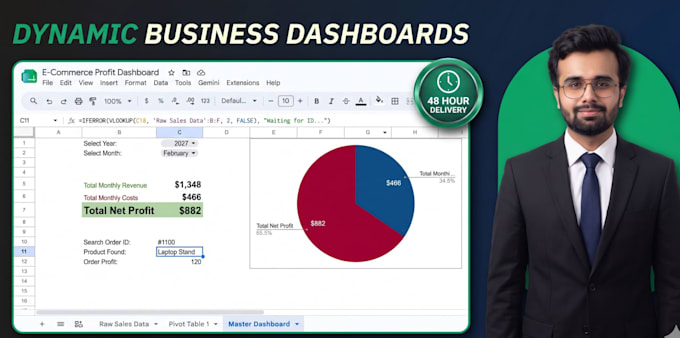build custom google sheet dashboards and profit trackers