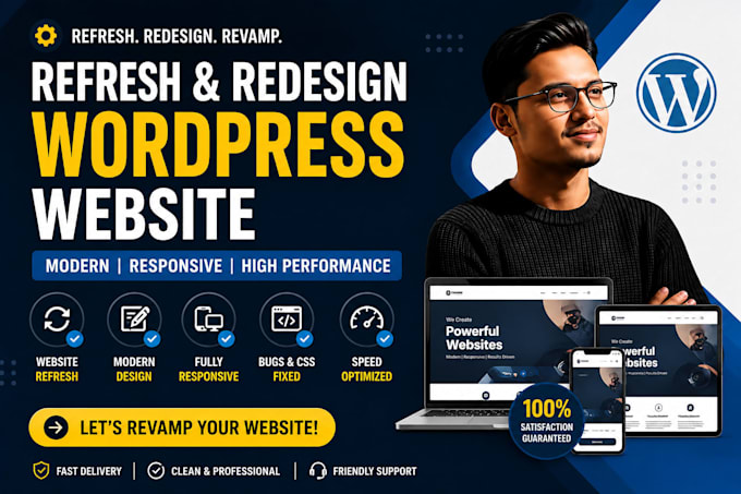 refresh wordpress website, redesign, modernize, responsive fix, website revamp