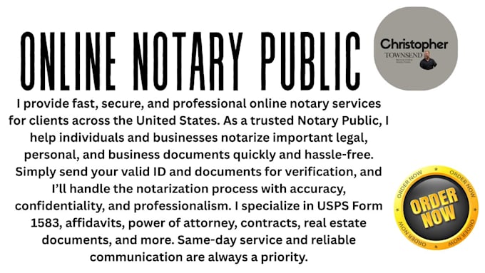 notarize your usps form 1583, marriage and loan document in few hours