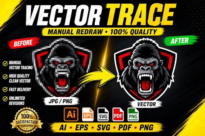 manually vector trace redraw logo to ai eps svg