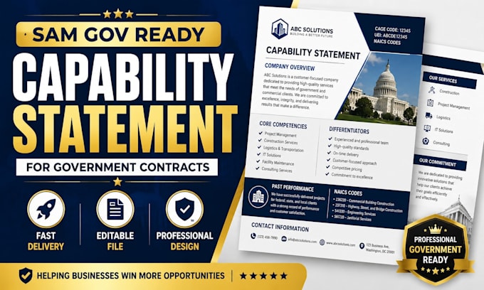 create a sam gov ready capability statement for government contracts