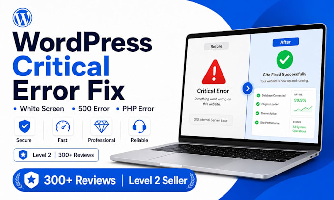 fix wordpress critical error, white screen and 500 server error