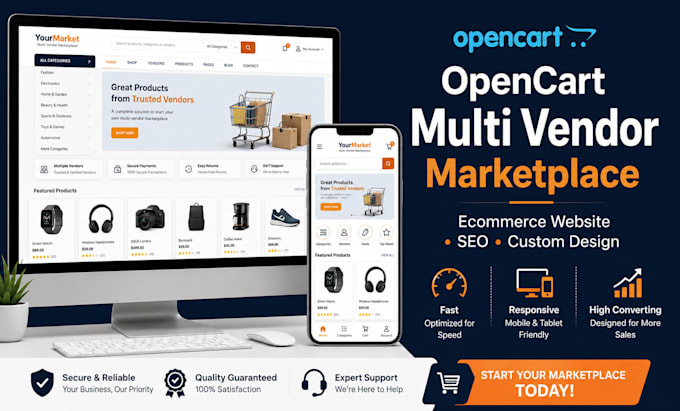 opencart ecommerce website multi vendor marketplace design SEO optimization