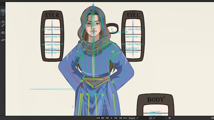 rig and animate a moho character with full 360 body turn