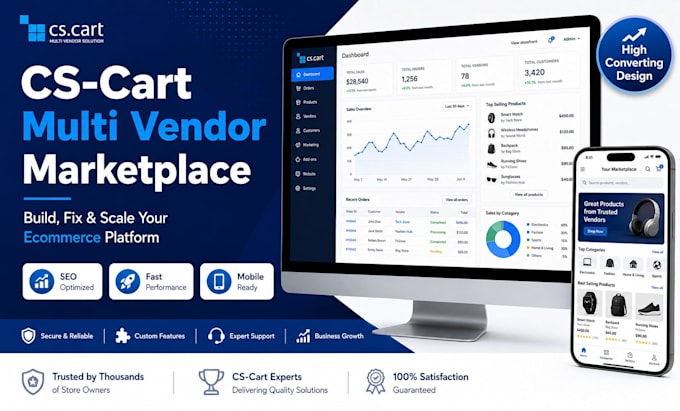 cs cart multi vendor marketplace website design ecommerce SEO optimization