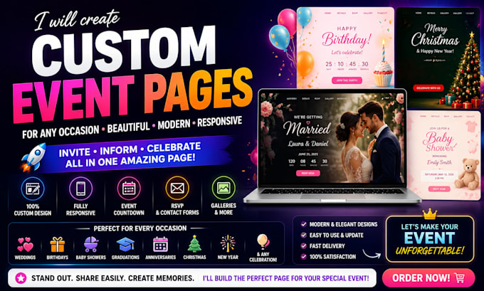 create a custom interactive website for gifts and special events