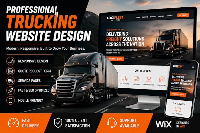 design trucking website logistics dispatch freight broker website