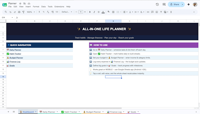 send you an all in one life planner template