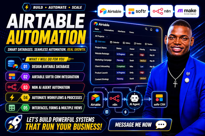 setup airtable database, airtable n8n ai automation airtable softr crm workflow