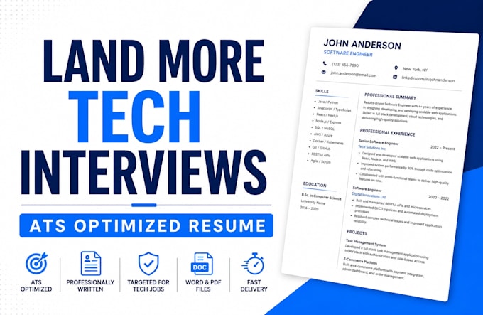 write an ats resume for software engineer and IT roles