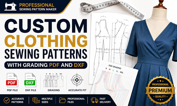 create custom clothing sewing patterns with grading pdf and dxf
