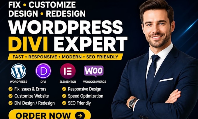 fix customize and redesign wordpress divi website using divi builder, divi theme
