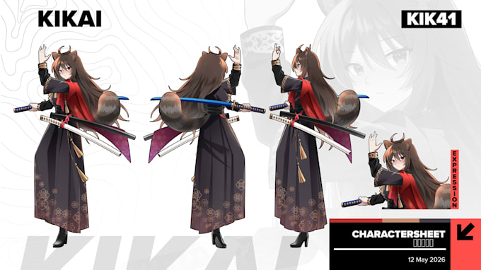 draw custom character sheet or reference sheet design in anime style