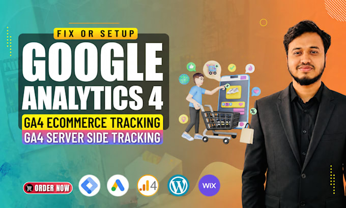 setup google analytics 4, ecommerce tracking, server side tracking by GTM