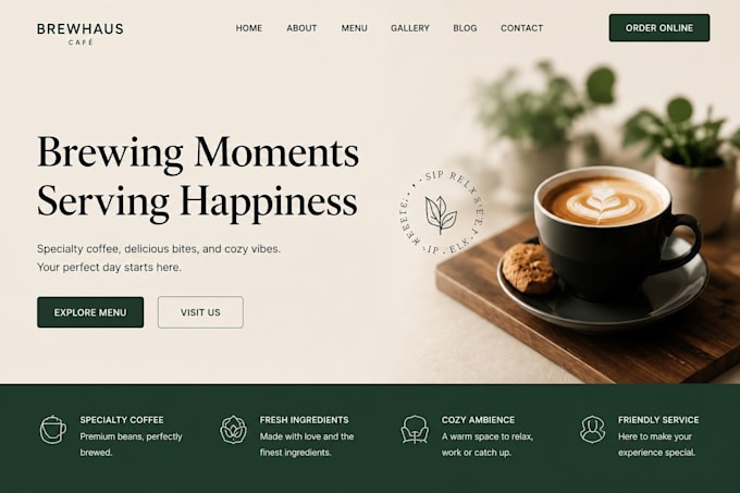 design a modern restaurant and cafe website